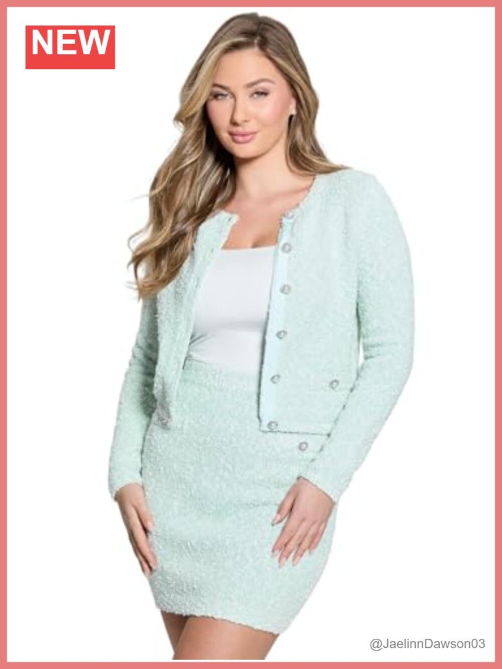 Eco Long Sleeve Button Up Cardigan Sweater Jewel Buttons Faux Pockets